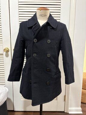 J.Crew Men's Wool Peacoat Navy Blue Double Breasted